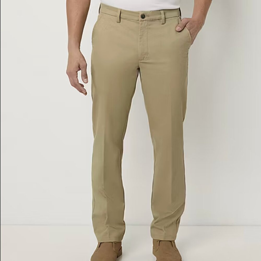 Men's St. John’s Bay Worry-Free Classic Fit Tan Khaki Pants